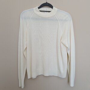 Debbie Morgan Petite cream mock turtle neck sweater Large EUC